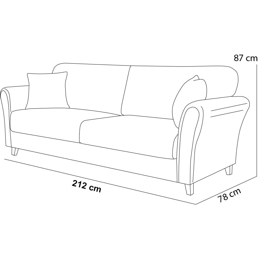 Divano 3 Posti con Rivestimento in Velluto Grigio Premium Sofa Relax 212x75x87cm