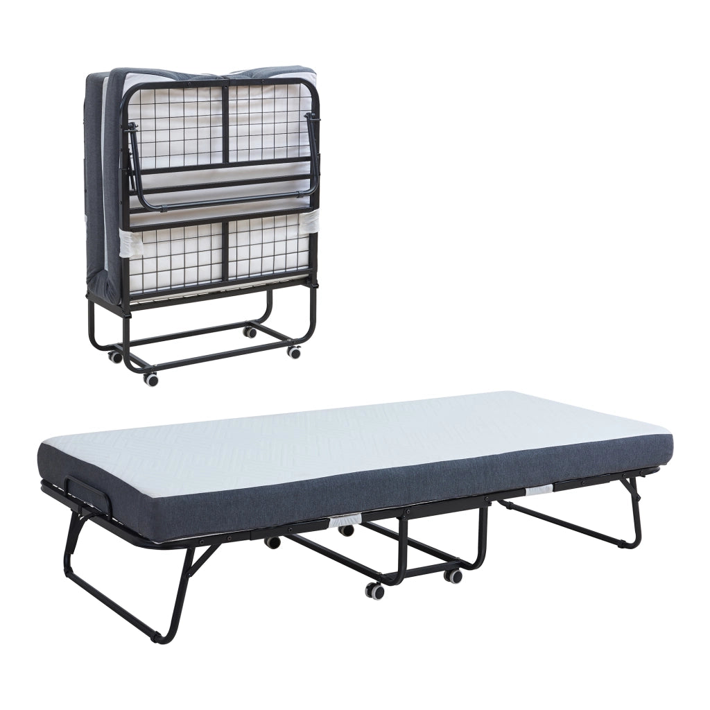 Letto Pieghevole Borjavle con Materasso in Schiuma a Memoria 90x200 cm Brandina Singola con Rotelle [en.casa]