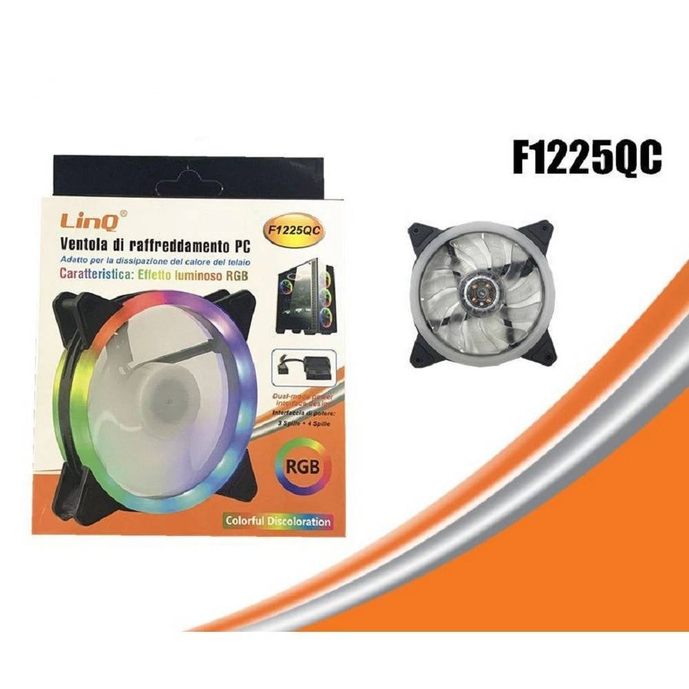 Trade Shop - Ventola Raffreddamento Dissipazione Cooling Fun Per Telaio Pc Luce Led Rgb F1225qc -