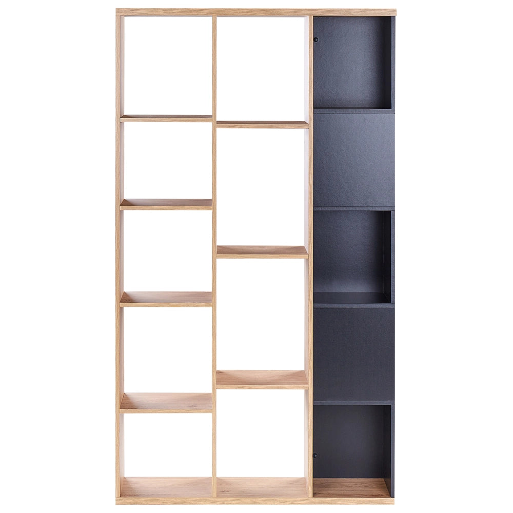 Libreria a 5 piani in particelle di legno nero con legno chiaro 99 x 26 x 175 cm Unità di scaffalatura Unità di visualizzazione di stoccaggio Armadio Soggiorno Camera da letto Moderno Minimalista