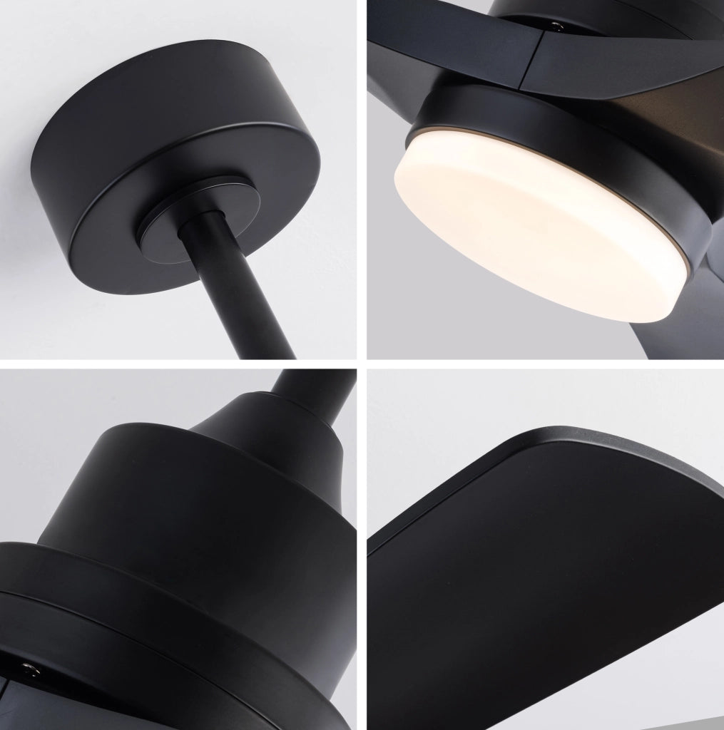Ventilatore a soffitto 42" con luce LED e telecomando, 3 pale ABS nere