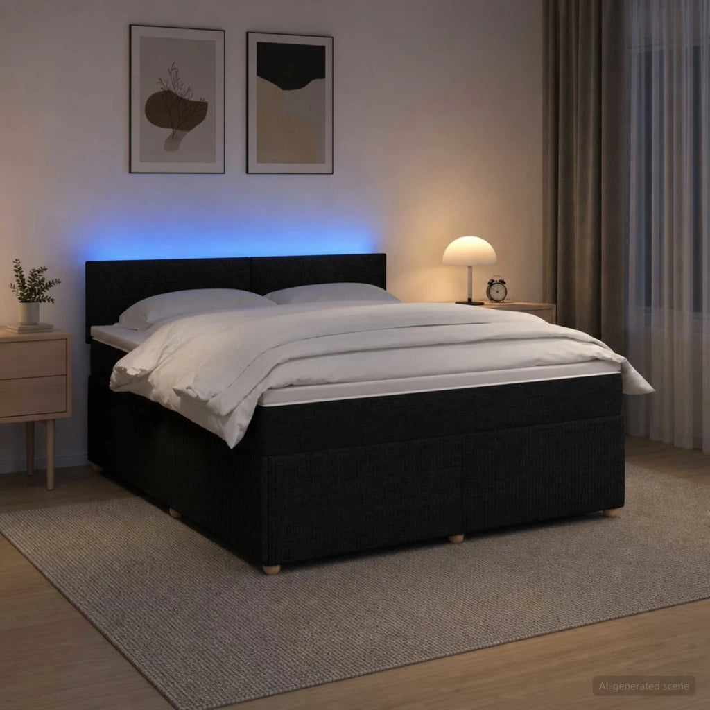 Letto box spring con materasso Nero 180 x 200 cm Tessuto 3452997