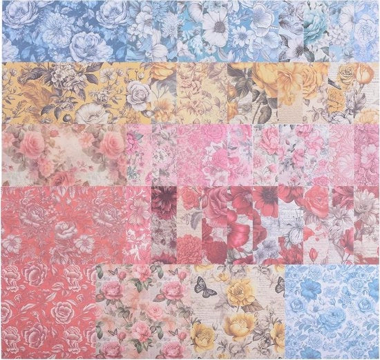 Scrapbook Papier a Fiore 48 Fogli - Thema Fiore Decorativo Carta Karton Pad per DIY Origami Carte Fotografia Album 15 x 15 cm