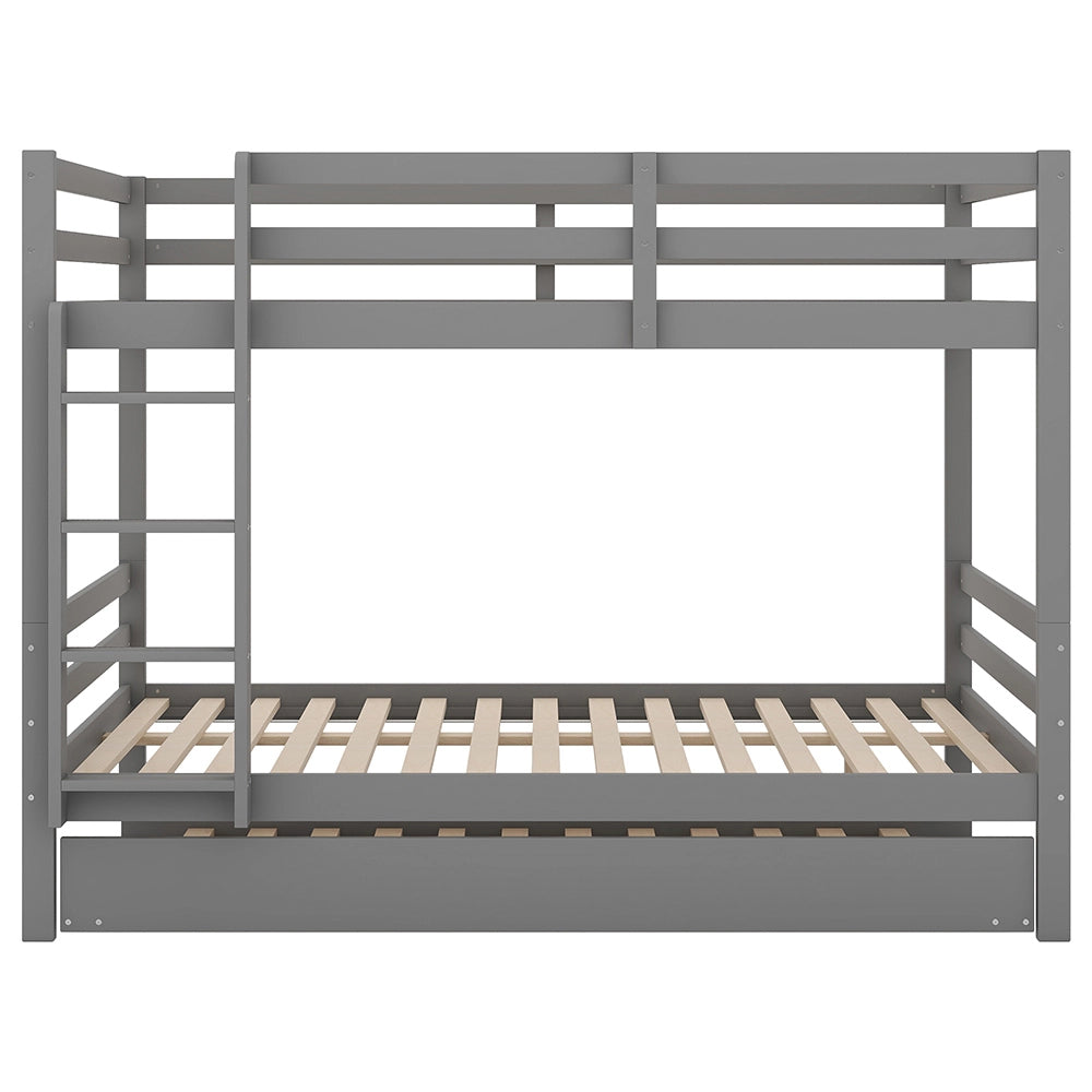 Lit superposato per bambini 140x200 cm - Xylo - Grigio con lettino nido e sponde alte