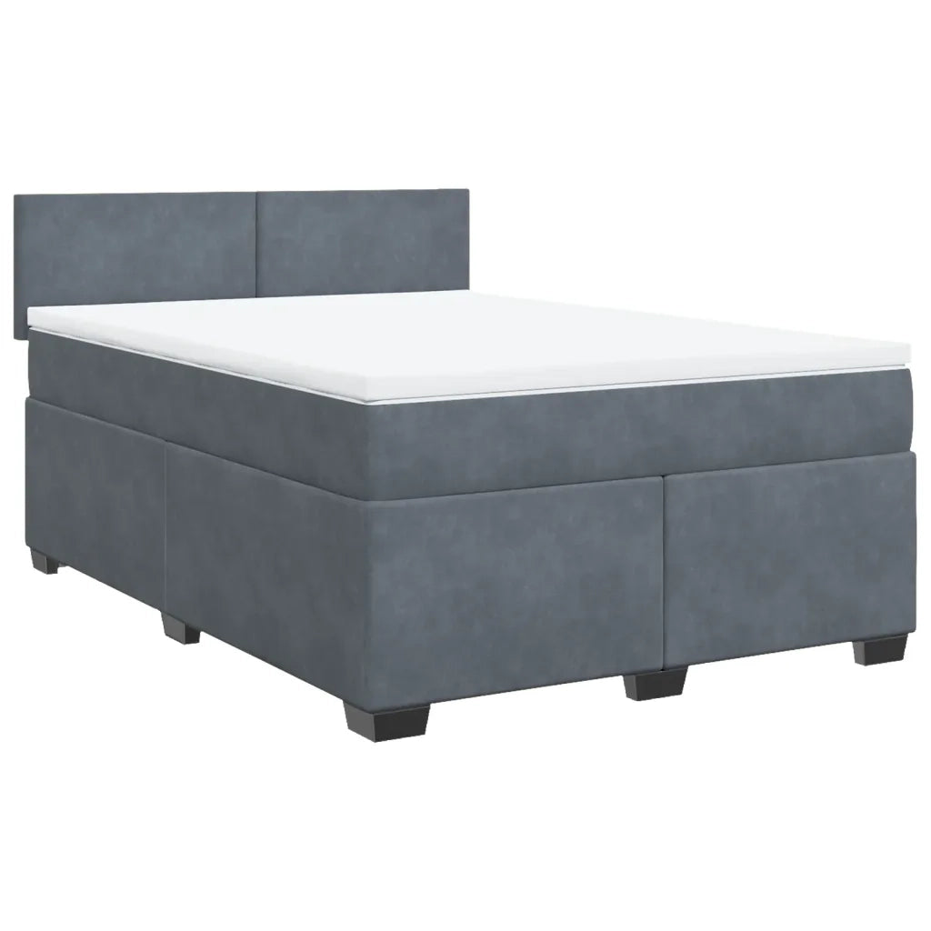 Giroletto a Molle con Materasso Grigio Scuro 140x200 cm Velluto