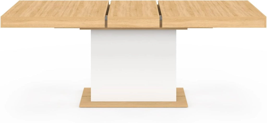 Tavolo da pranzo rettangolare allungabile EDEN 6-10 persone in legno e bianco 160-200 cm
