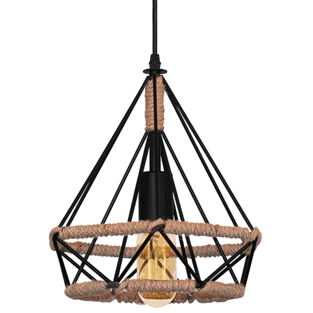 Lampada Da Soffitto Geometrico Pensile In Stile Loft Corda APP678-1CP