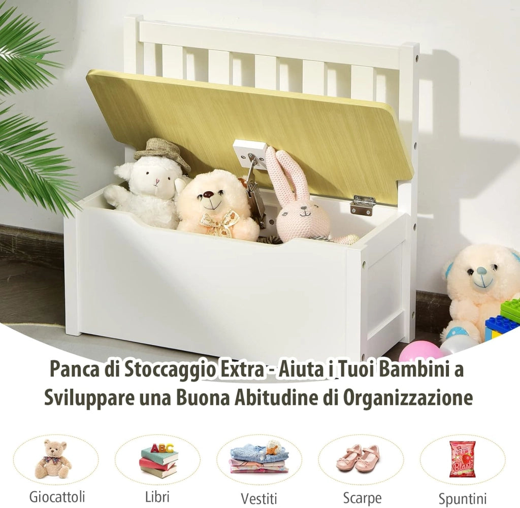 Set 4 Pezzi Tavolo e Sedie per Bambini, 2 in 1 Tavolino Attività di Legno Con 2 Sedie e 1 Panca, per Giocare Disegnare Leggere e Mangiare (Naturale)
