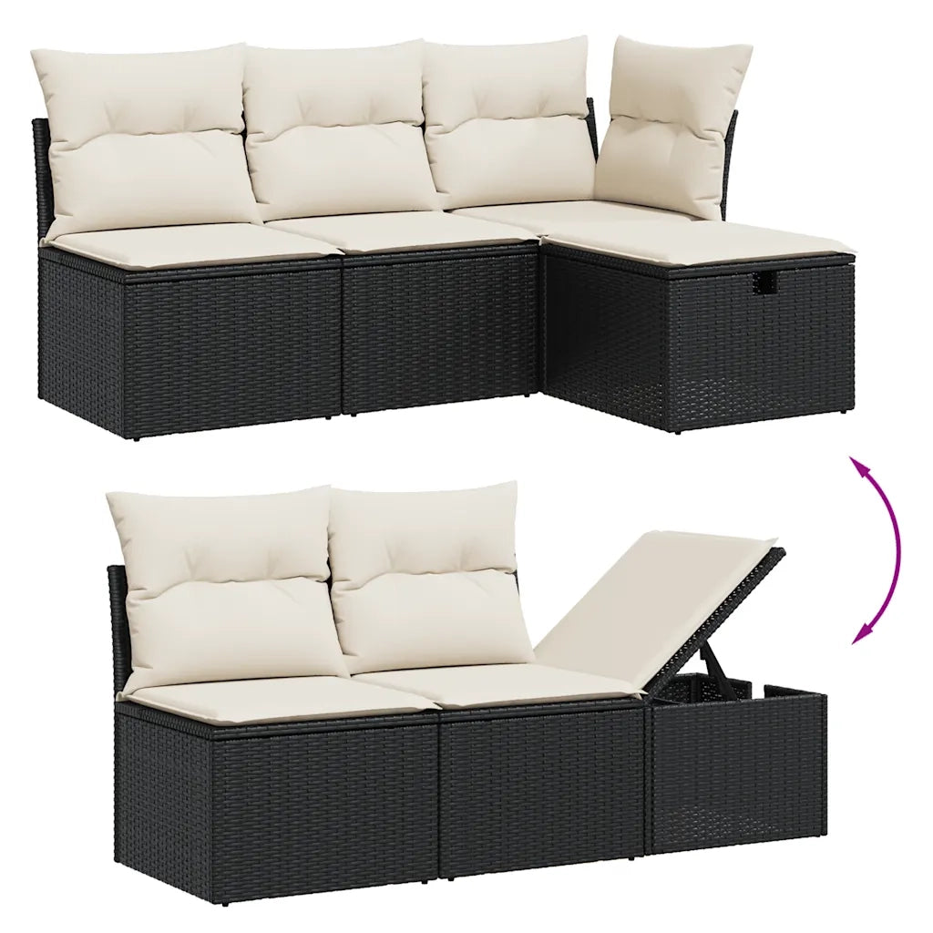 Set Divani da Giardino 10pz con Cuscini in Polyrattan Nero 3266236