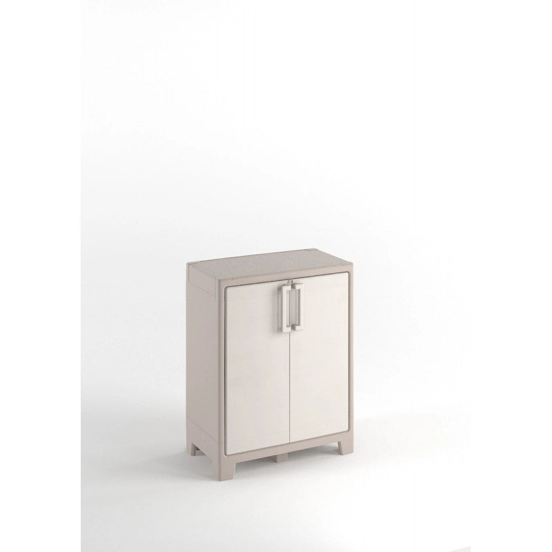 Armadietto da esterno in resina impermeabile IPX3 basso 2 ante 80x44x100 cm Sabbia/Beige - Gulliver Basso - Keter
