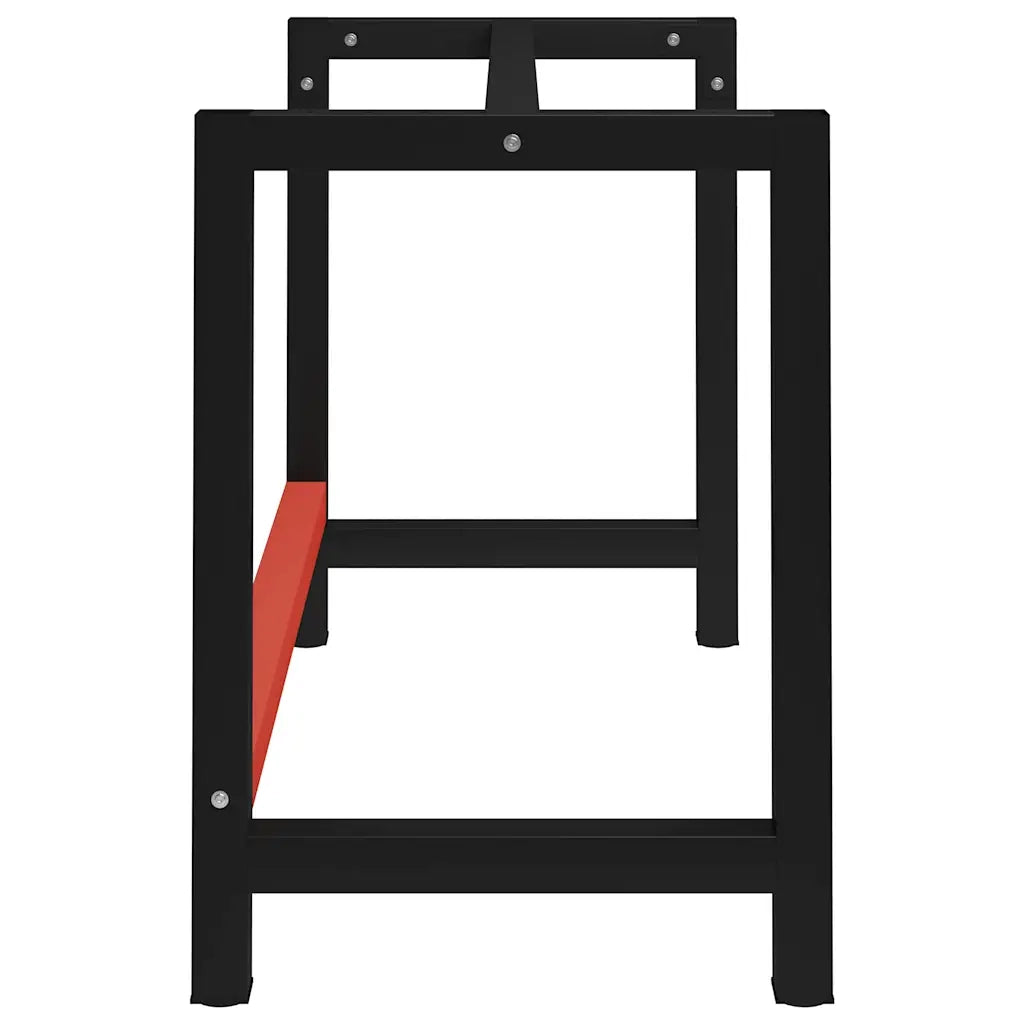 Telaio per Banco da Lavoro in Metallo 120x57x79 cm Nero e Rosso 147928