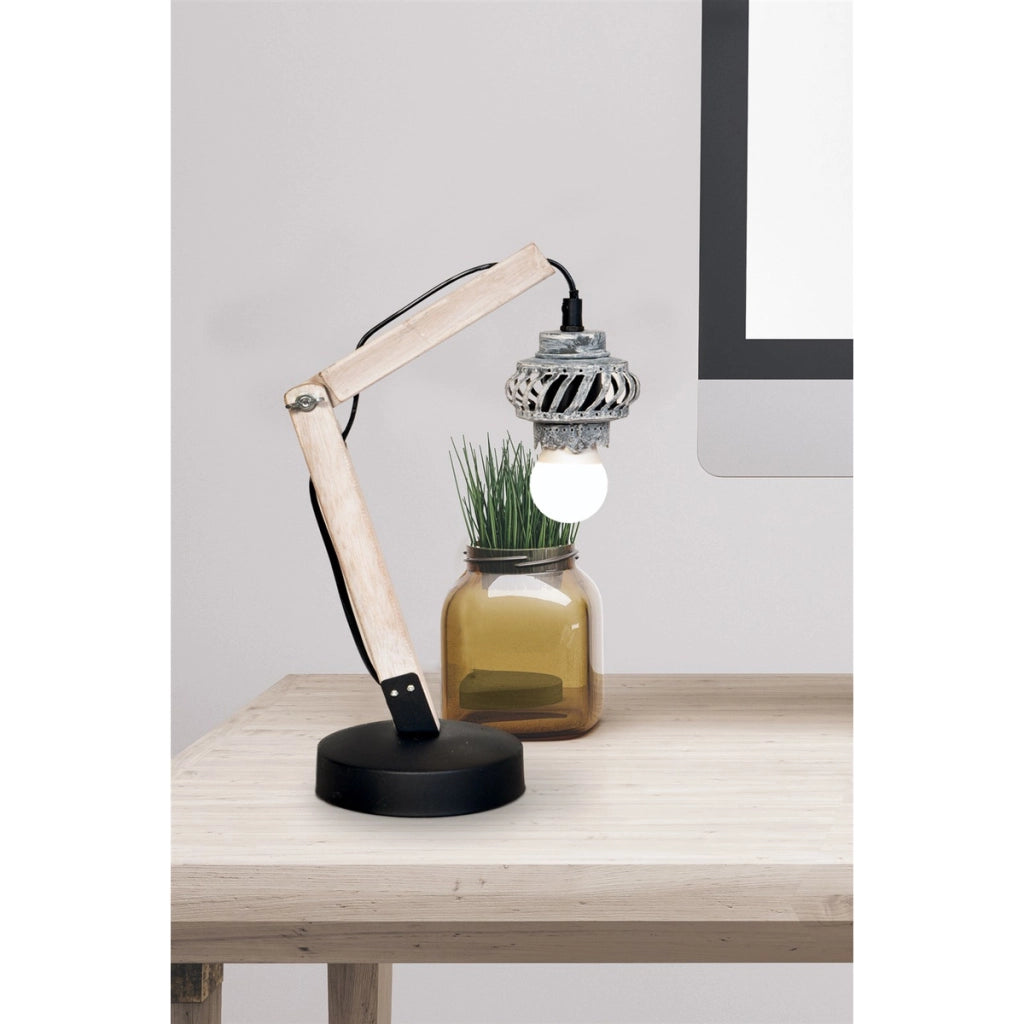Lampada da tavolo Rossa V in legno e ferro grigio