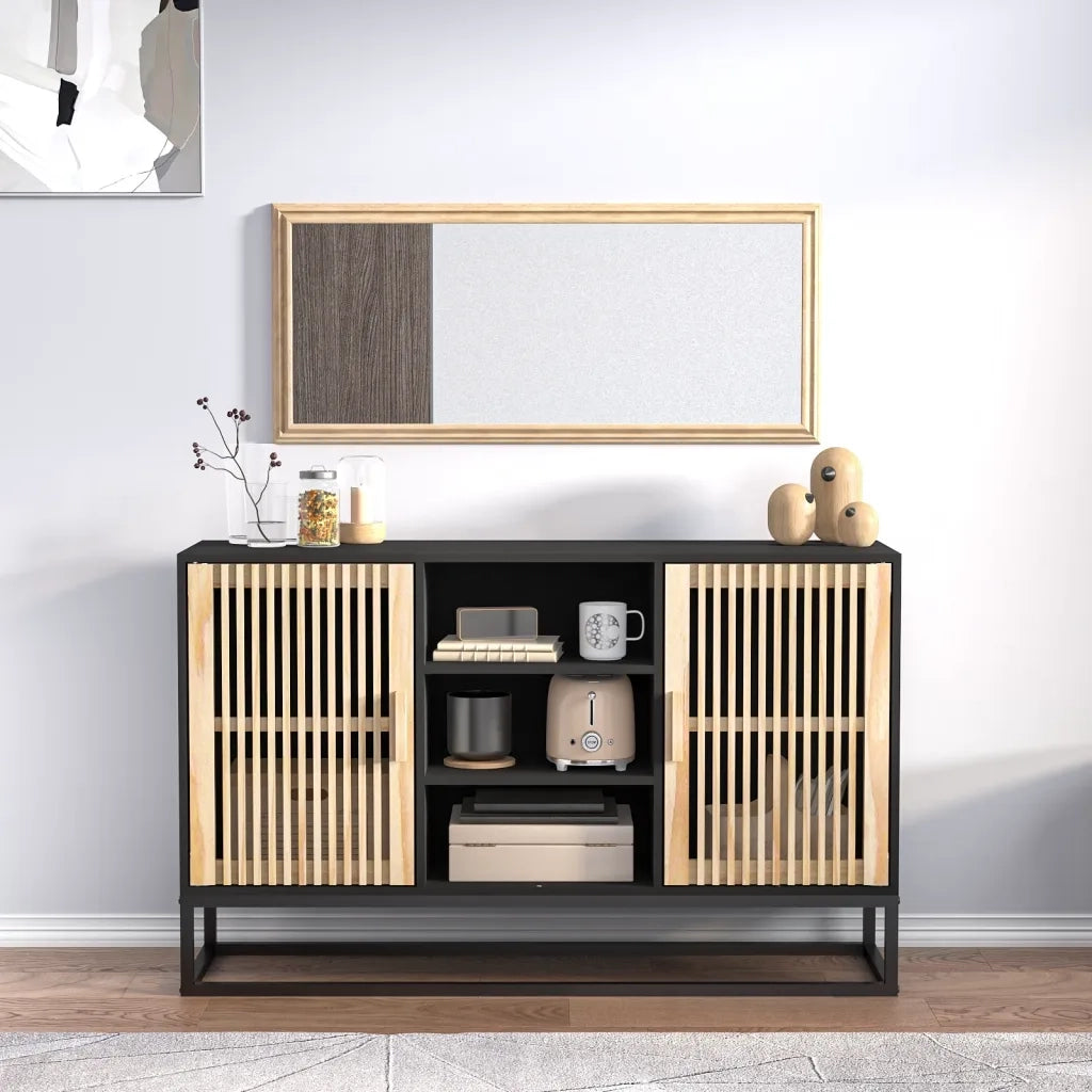 Credenza-Buffet-Armadio da cucina Nera 105x30x65 cm in Legno Multistrato 326812