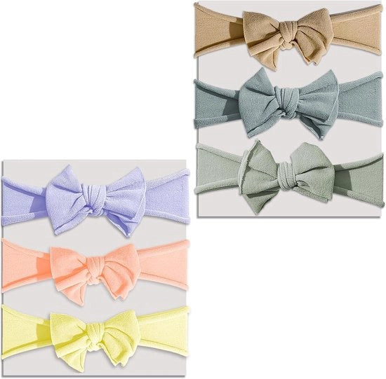 6 set di fasciature per capelli per bambine neonate - a strisce - fasciature per capelli in nylon - per bambine neonate e piccoli bambini (colore misto)