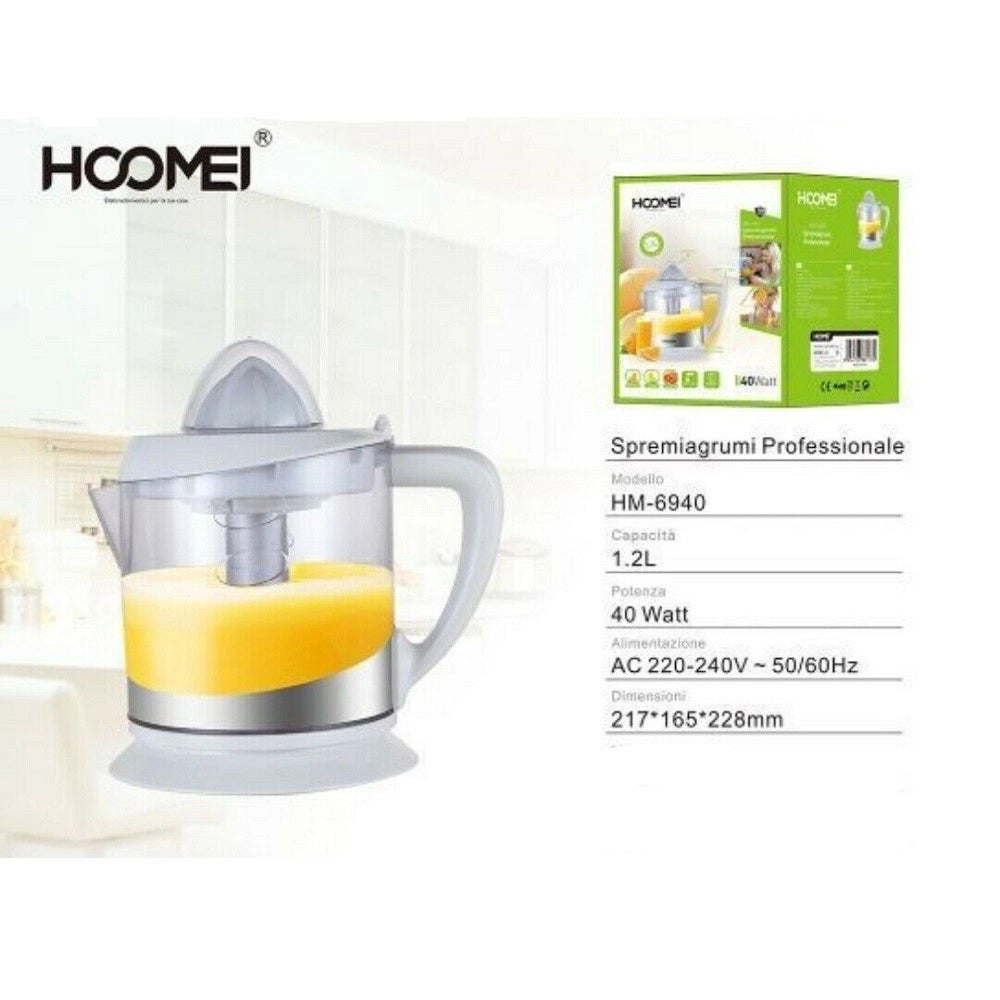 Trade Shop - Spremiagrumi Elettrico Professionale Limoni Arance 1,2l 40 Watt Hoomei Hm-6940 -