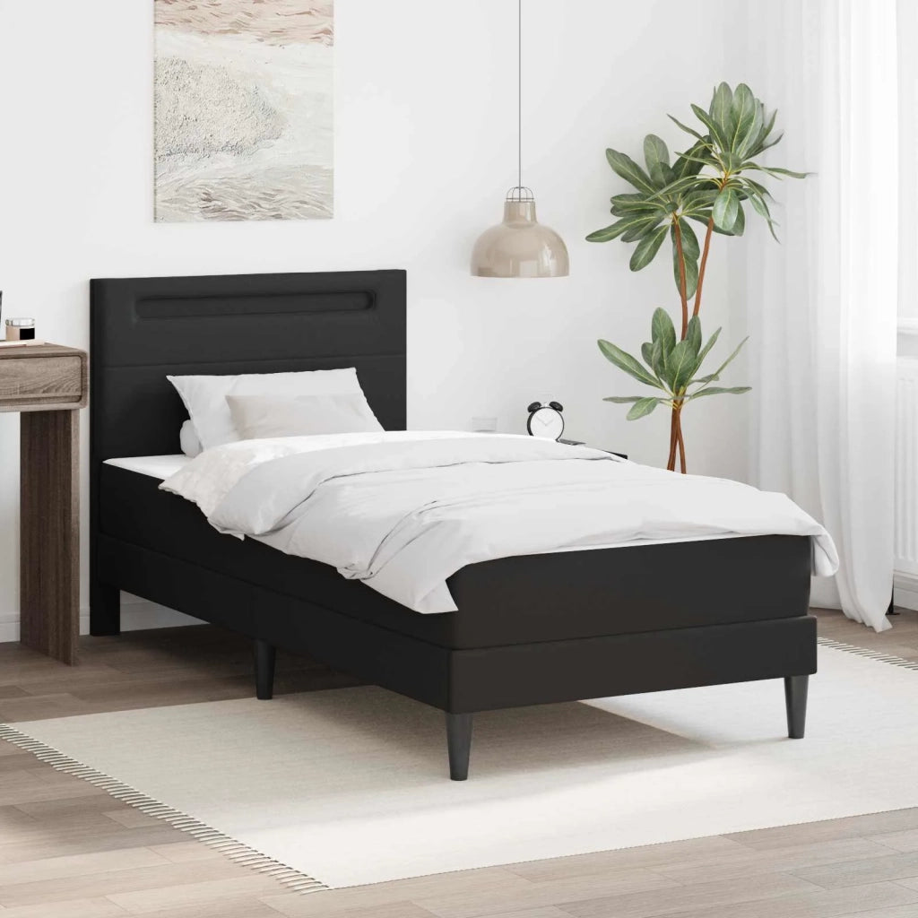 Struttura del letto con strisce LED Nero 90 x 190 cm Similpelle 3415375