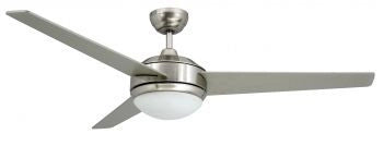 Vam Ventilatore da soffitto Vegalight Nichel satinato 132 cm - Luce 2xE27 & Telecomando con Sensore Temperatura