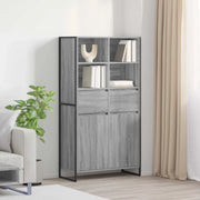 Credenza con cassetto 2 pz-Set di 2 Buffet-Armadio da cucina Grigio Sonoma 81 x 36 x 150.5 cm
