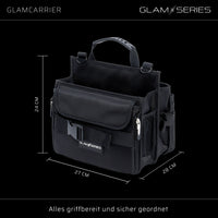 GlamSeries GlamCarrier Borsa porta trucchi con ampio spazio, trousse pieghevole per cosmetici con manico e tracolla, pochette da lavoro ideale per truccatori e parrucchieri