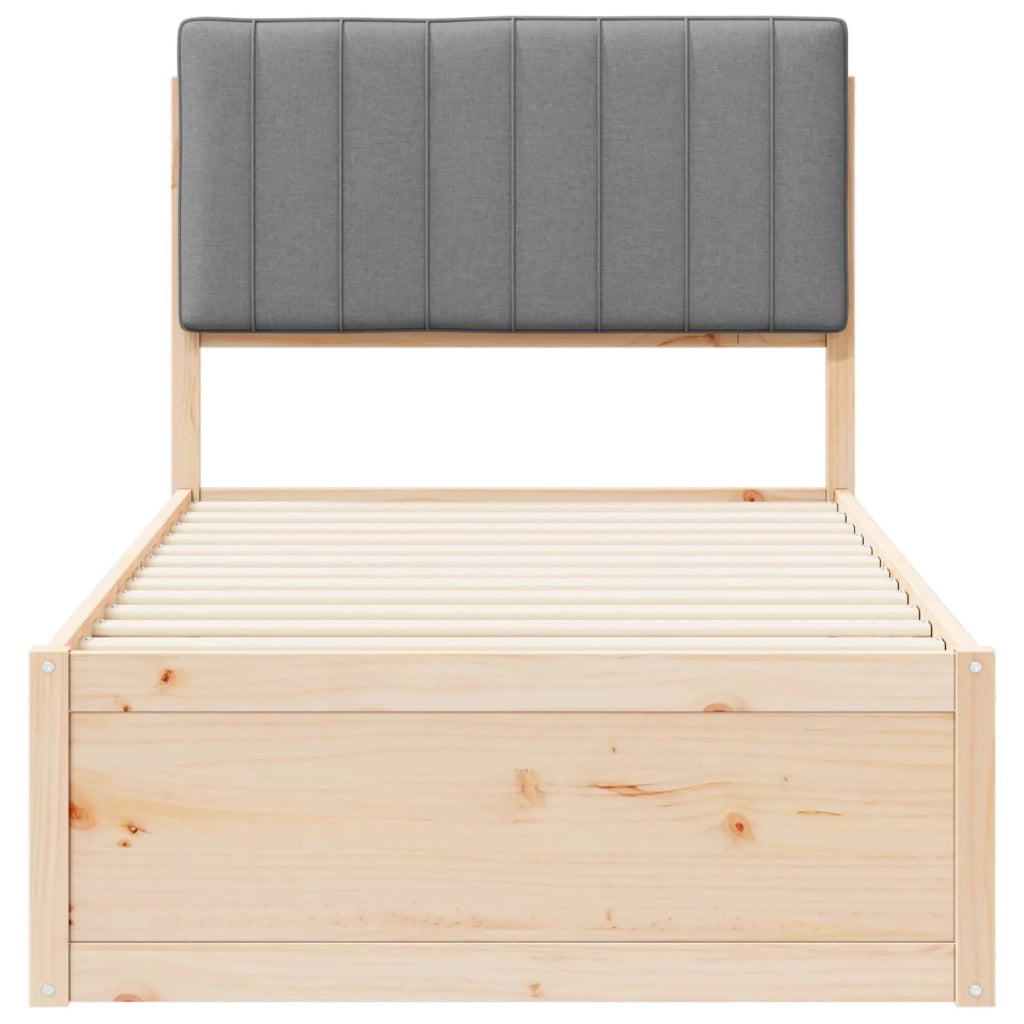 Letto con Testiera Rivestita Grigio chiaro 90 x 200 cm