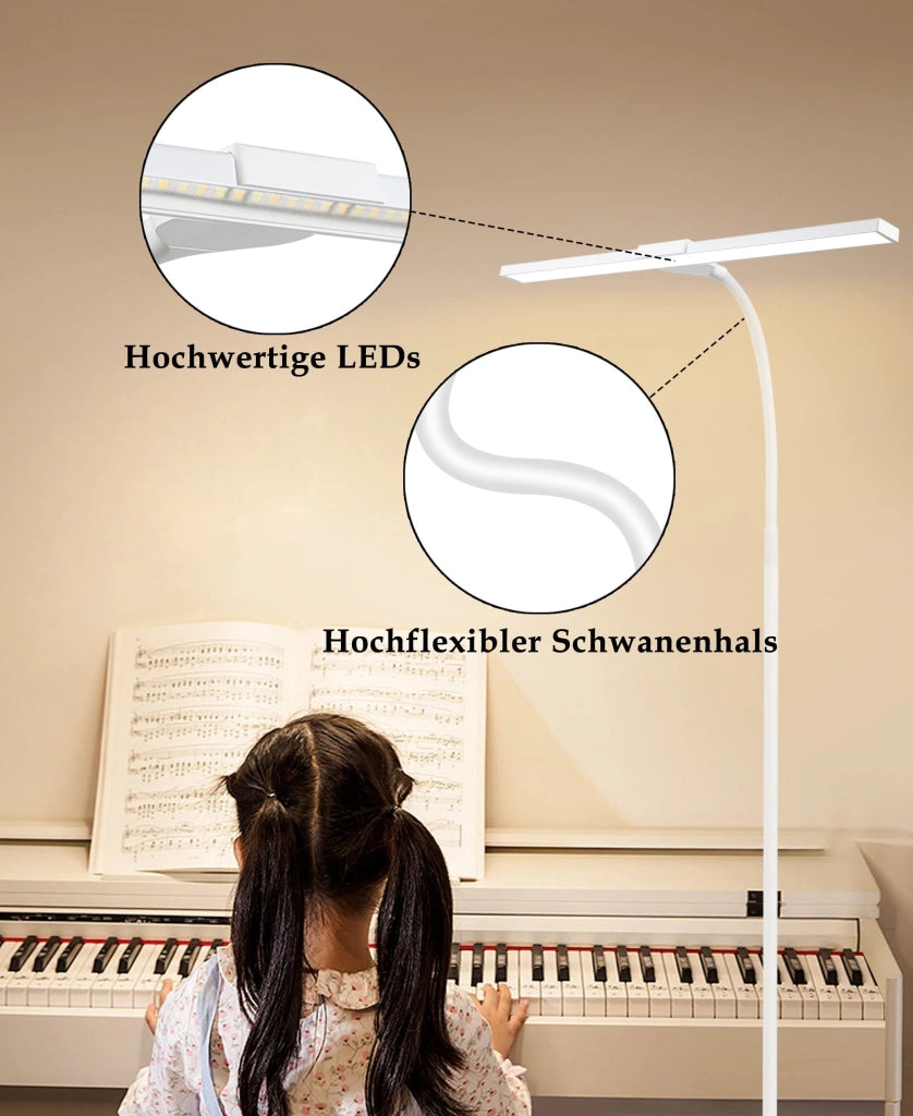 ZMH Lampada da Terra a LED Moderna Lampada da Lettura Touch con Timer Illuminazione per Ufficio