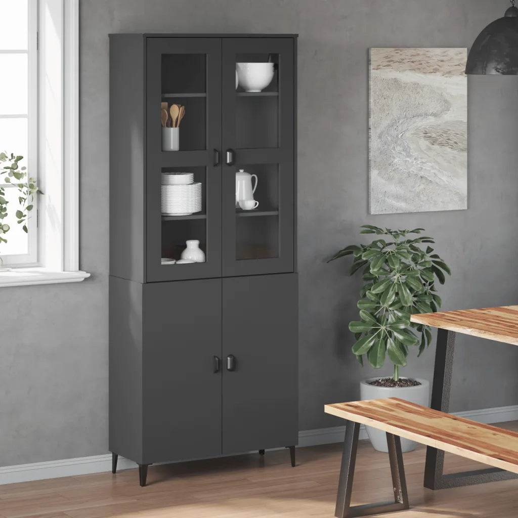 Piano per Credenza VIKEN Grigio Antracite Legno Massello Pinocod mxl 114944