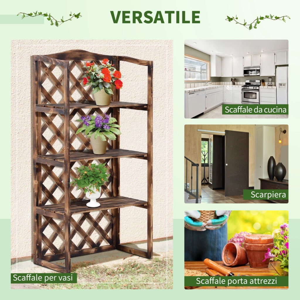 Scaffale Porta Piante 3 Ripiani Legno Abete ¨C zephmum ¨C 80x40x148 cm