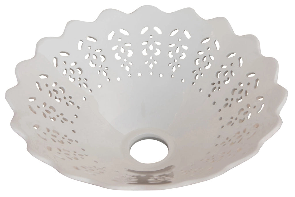 Biscottini Piatto paralume in ceramica bianca traforata diam.30x12 cm traforata. Ideale