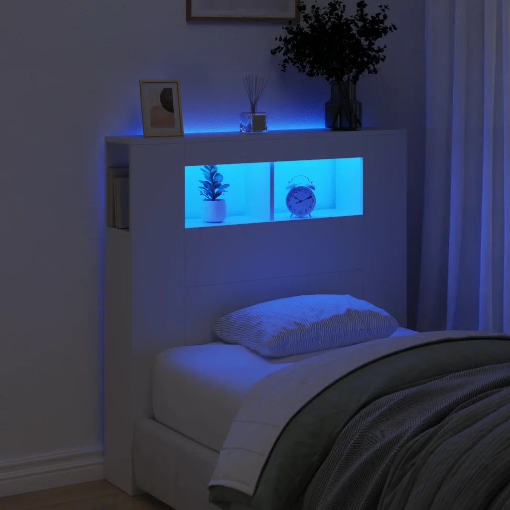 Testiera LED Bianca 100x18,5x103,5 cm Legno Multistrato 837330