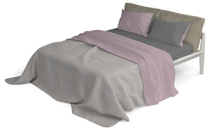 Set Lenzuola Singolo Sopra Sotto e Federe Doubleface Rosa Antico/Fumo