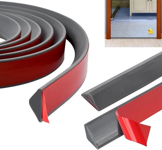 Waterbarriera autoadesiva 200 cm 3 cm grigia - Barriera d'acqua per docce, balconi, cucina e bagno - Facile da installare - Previene allagamenti