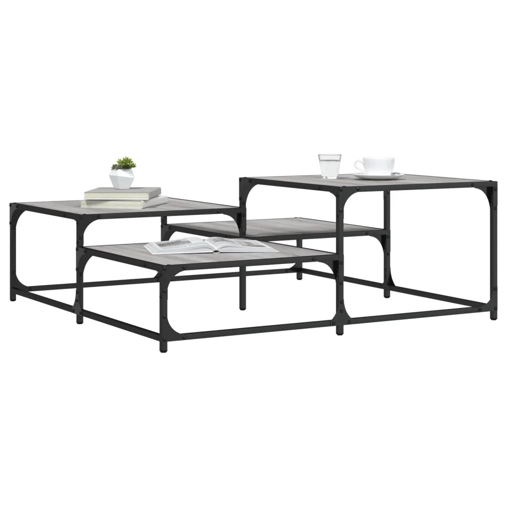 Tavolino Salotto-Tavolino da soggiorno-Tavolo Grigio Sonoma 107x107x40 cm Legno Multistrato