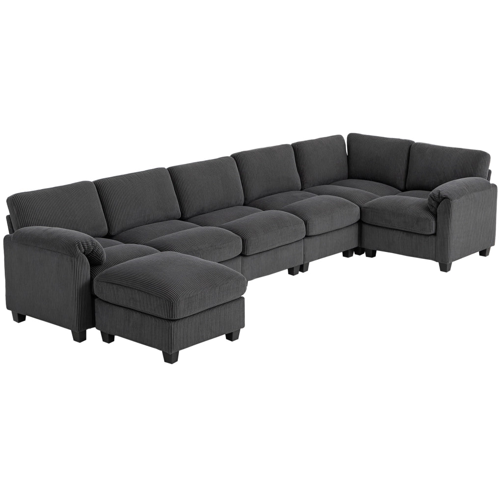 Divano Angolare U-Form ¨C zephmum ¨C Tessuto Grigio Scuro 292x224x85