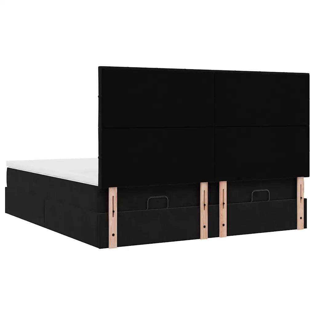 Struttura Letto Pouf con Materassi Nero 180x200 cm in Velluto 3314623