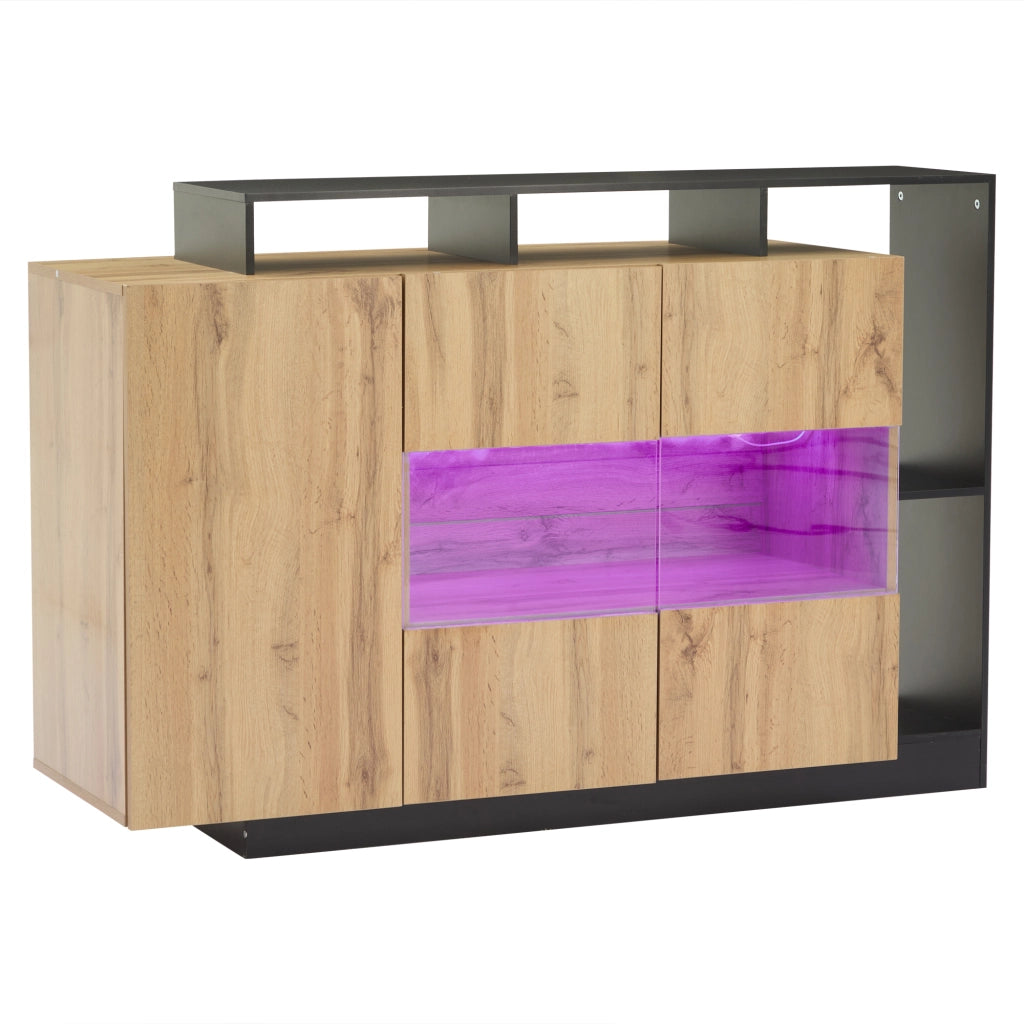Mobile TV con 2 ante; LED RGB e ripiani regolabili - per soggiorno - 140×44×93.5 cm