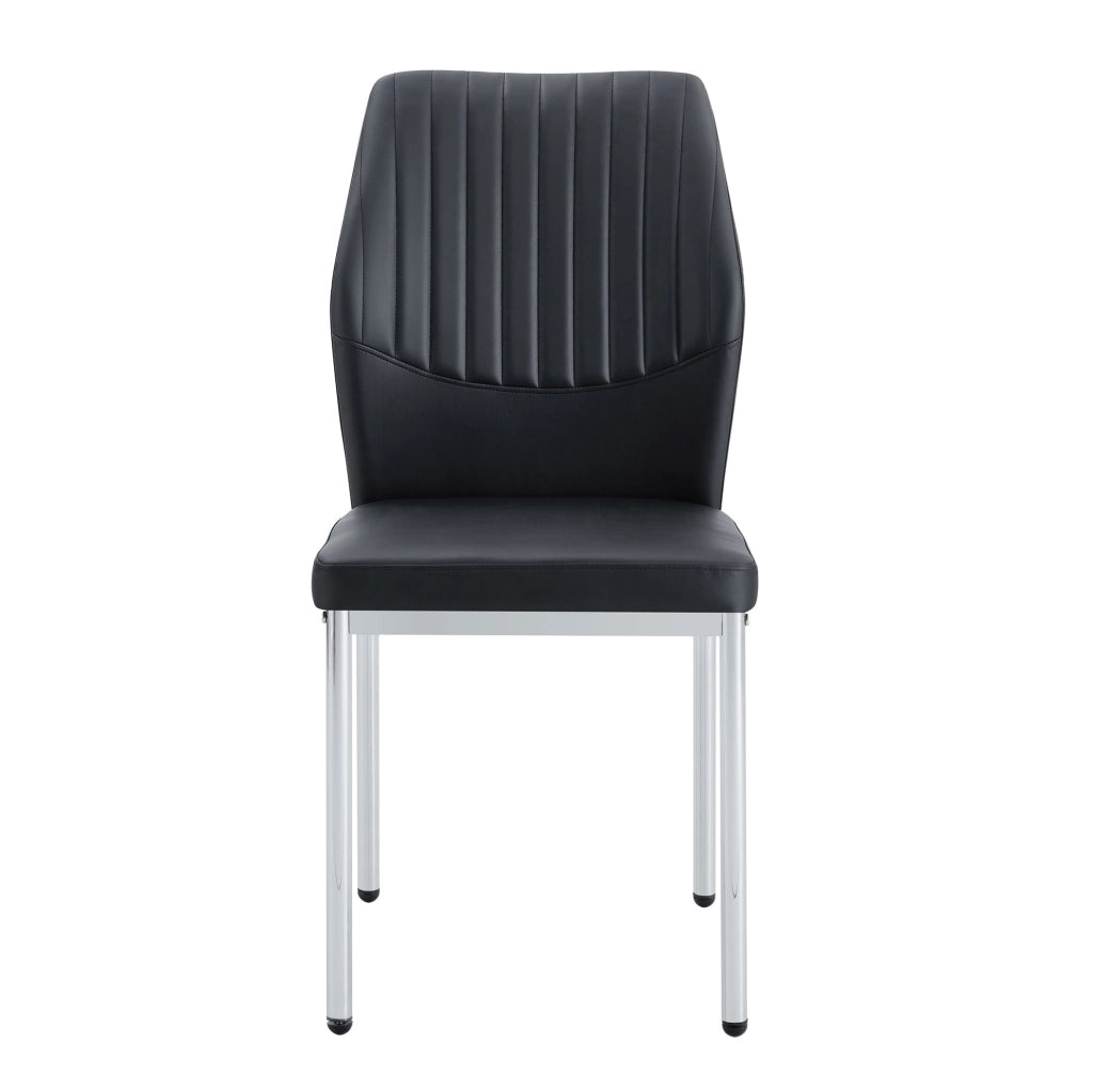 Set di 4 sedie da pranzo nere e argento in PU