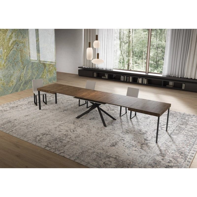 Tavolo allungabile 160/420x90 cm Niket telaio Antracite - Noce