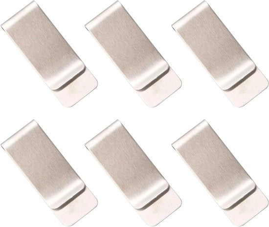Clip per Portafoglio in Metallo Retro con Finitura RVS e Zaffiro - 6 Pezzi - Sostituto di Piastra di Credito