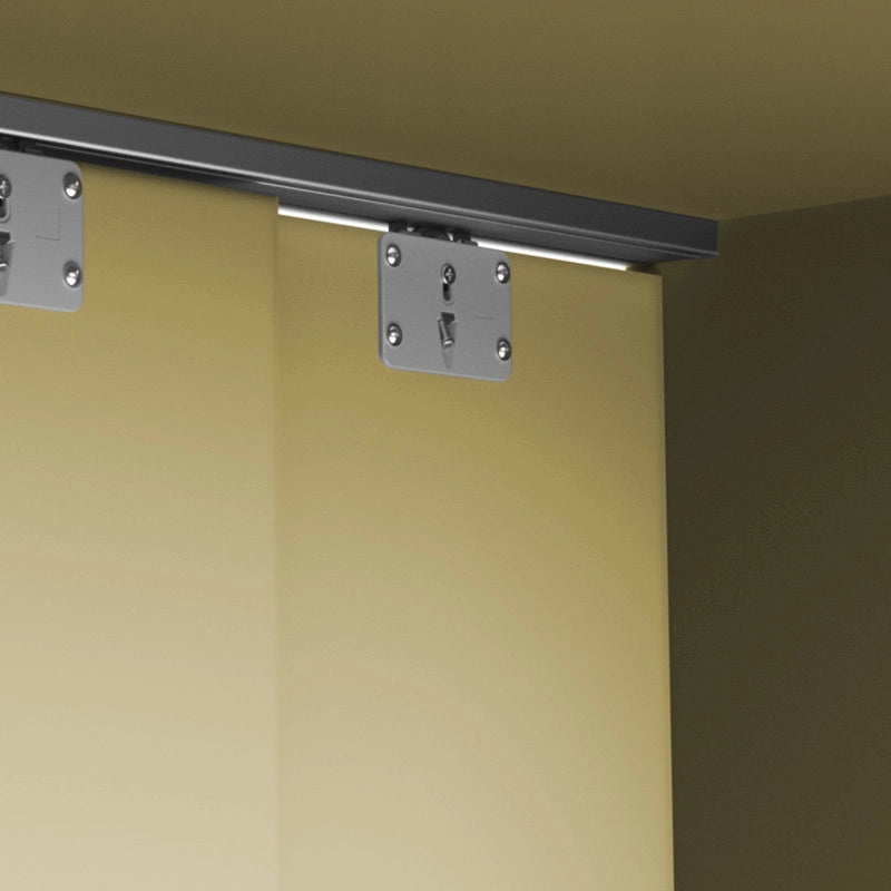 Kit di ferramenta per armadio 2 con porte scorrevoli e chiusura soft Flow2 con binari incassati 2,35 m, pannelli non i..