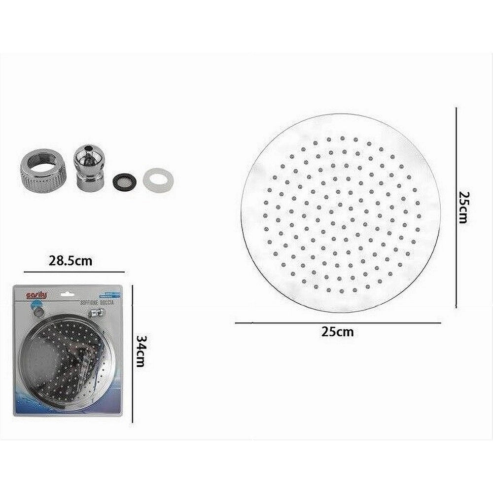 Trade Shop - Soffione Doccia Rotondo 25cm Ugelli Fori Bagno Miscelatore Cromato Attacco 69120 -