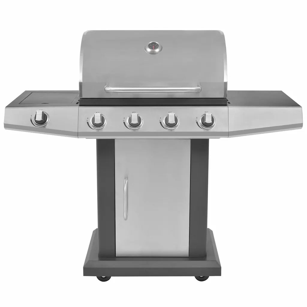Griglia Barbecue a Gas Argento Acciaio con Tubo Metallico 43047
