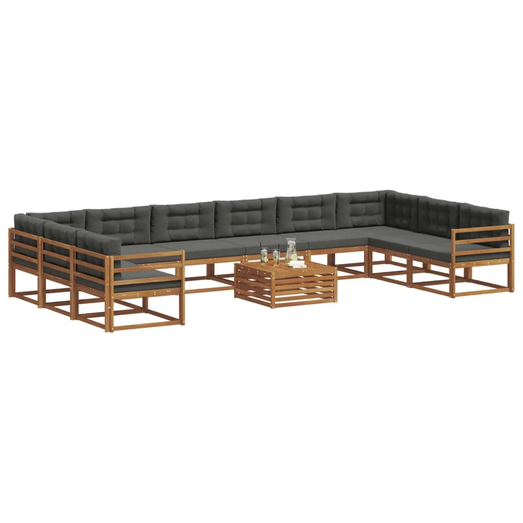 Set di divani da esterno 11 pcs Naturale e Antracite
