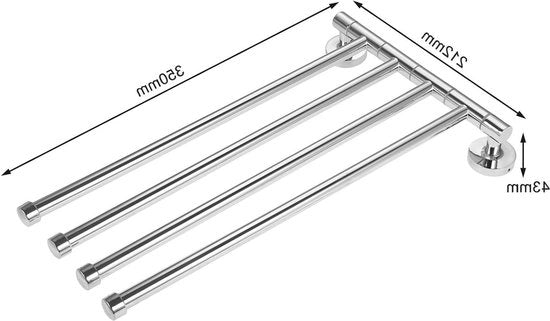 Quattro braccia a giro maniglioni per asciugamani - Acciaio inossidabile - Supporto da parete - Bagno cucina - Appoggio asciugamani pieghevole - Braccia sottili a giro per asciugamani per bagno - Altezza ridotta - Rullo per asciugamani multifunzione