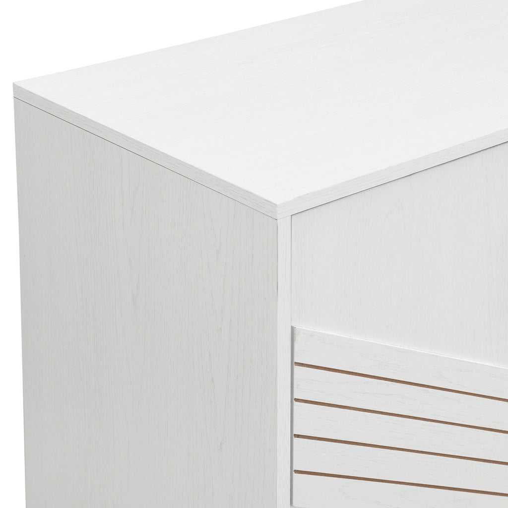 Credenza a 4 ante con ripiani regolabili in MDF bianco e effetto legno, per soggiorno e sala da pranzo, 160 × 40 × 80,5 cm