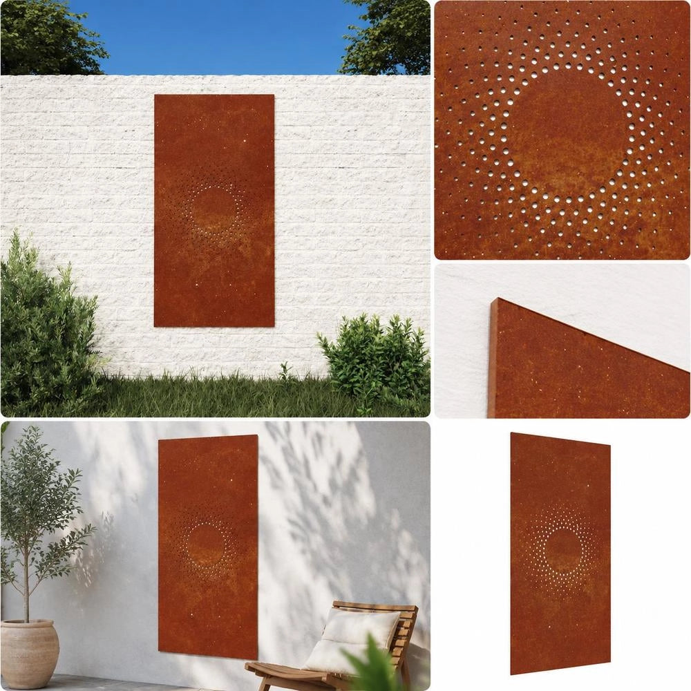 Garden Wall Decoration 105x55 Cm Corten Steel Sun Design
