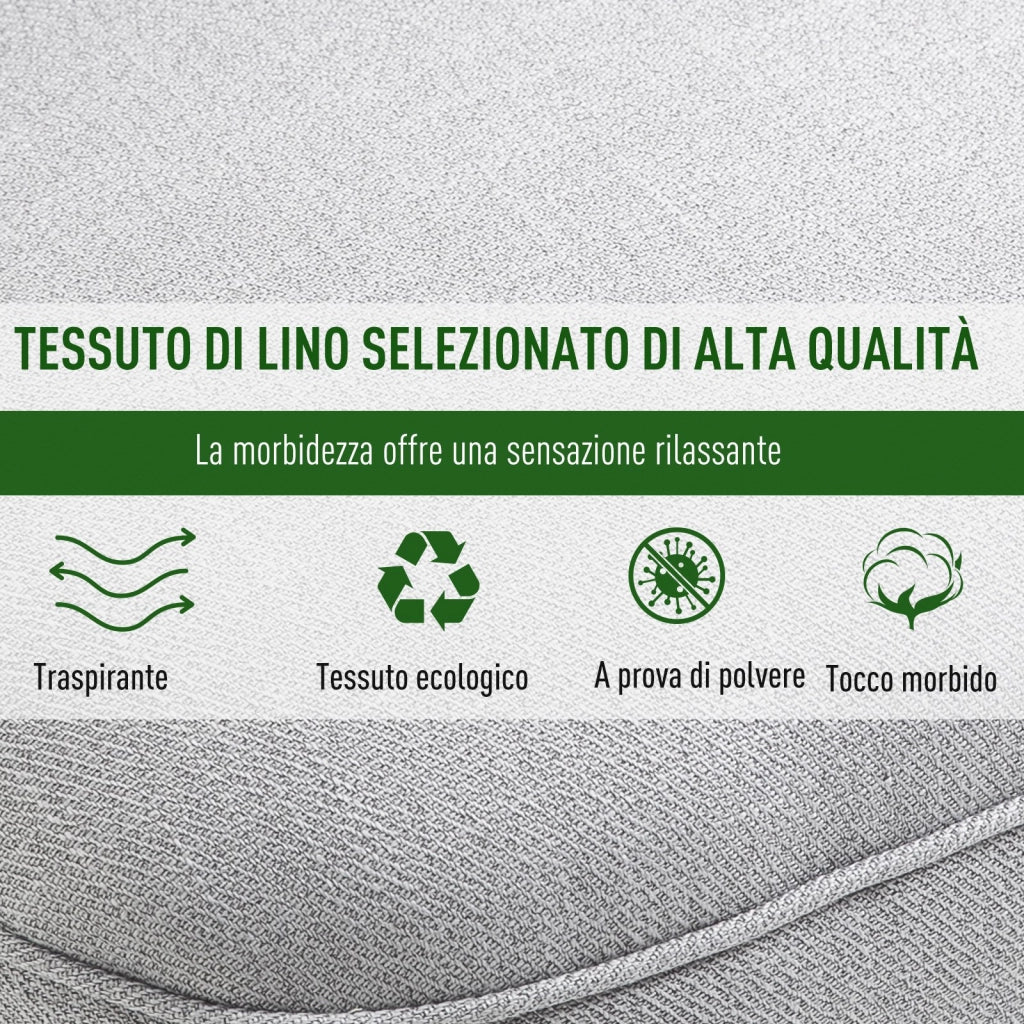 EasyComfort Poltrona per Salotto Imbottita con Cuscino e Piedini Antiscivolo, Poltrona D'Arredo in Tessuto Effetto Lino e Legno, 52.5x69x77 cm, Grigio