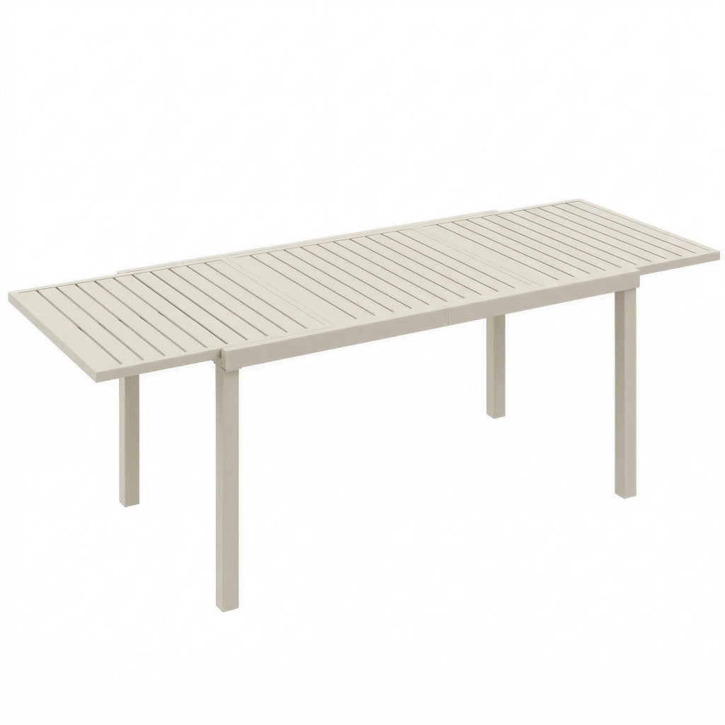 Tavolo da Giardino Allungabile 225x85x75 cm per 6-8 persone in Alluminio con Piano a Doghe Bianco
