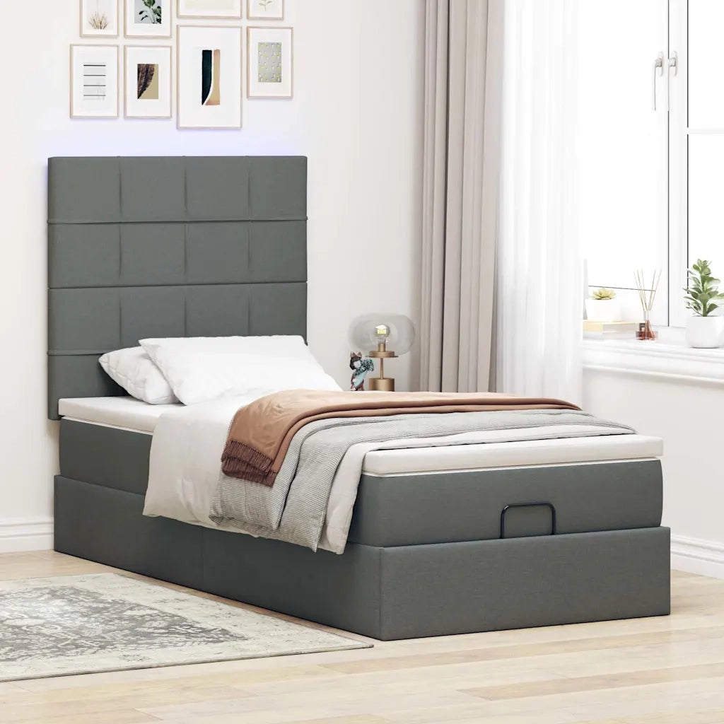 Struttura Letto Pouf con Materasso 90x190 cm in Tessuto 3313969