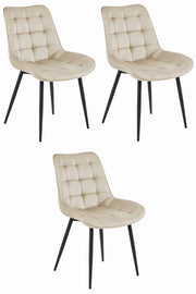 Sedia VALORA BERA - Velluto beige con gambe nere x 3