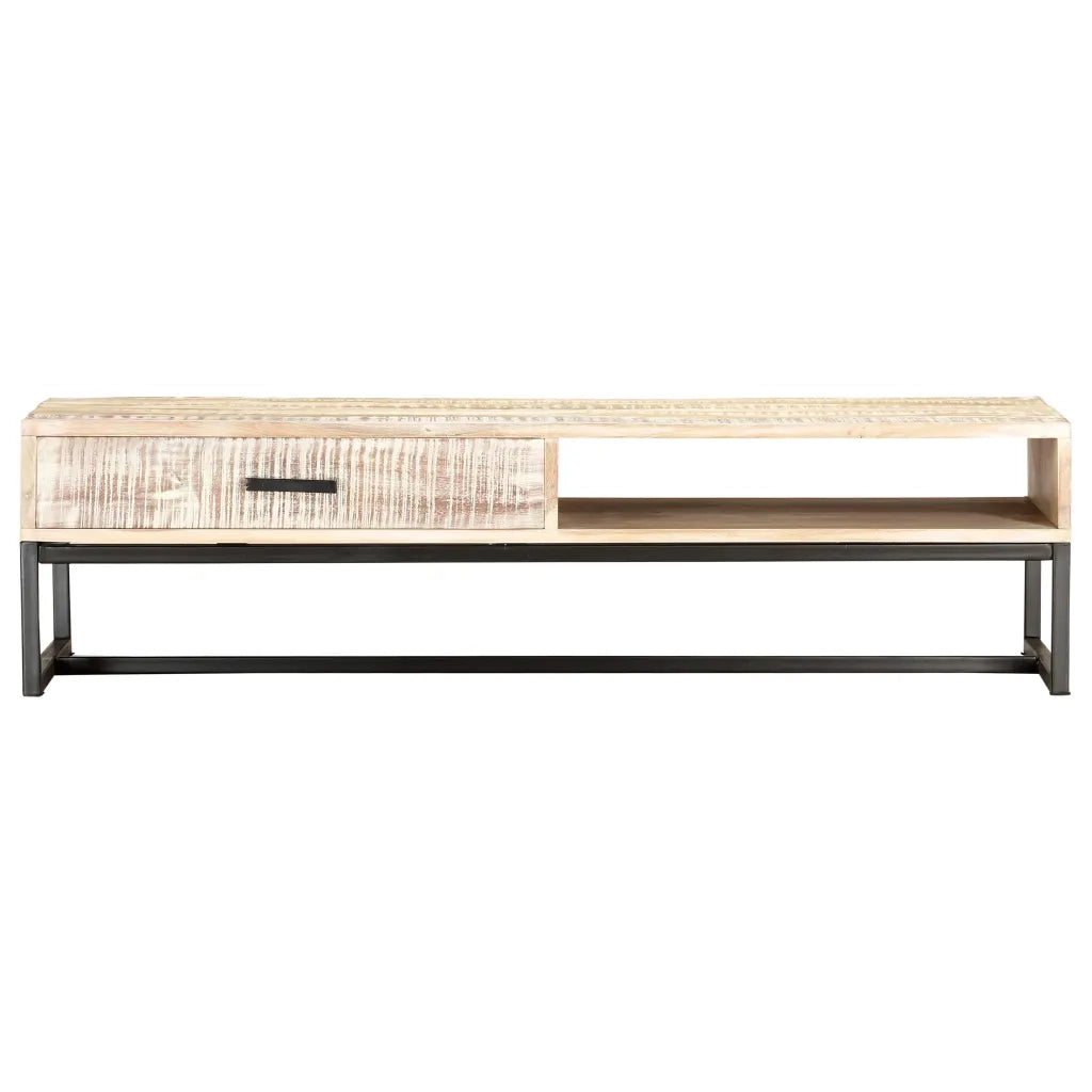 Tavolino da CaffÃ¨ Bianco 117x50x30 cm Legno Massello di Acacia cod mxl 59673